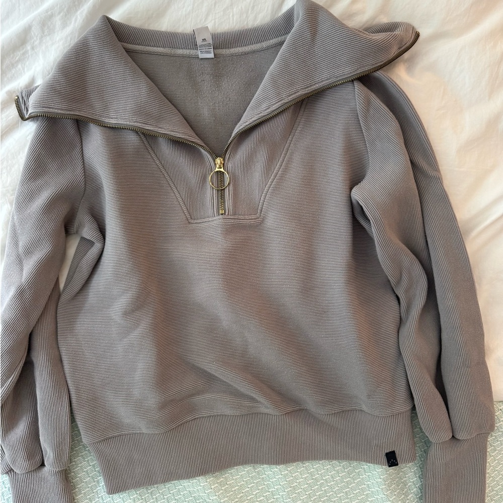 Varley Gray Zip-Up Sweater
